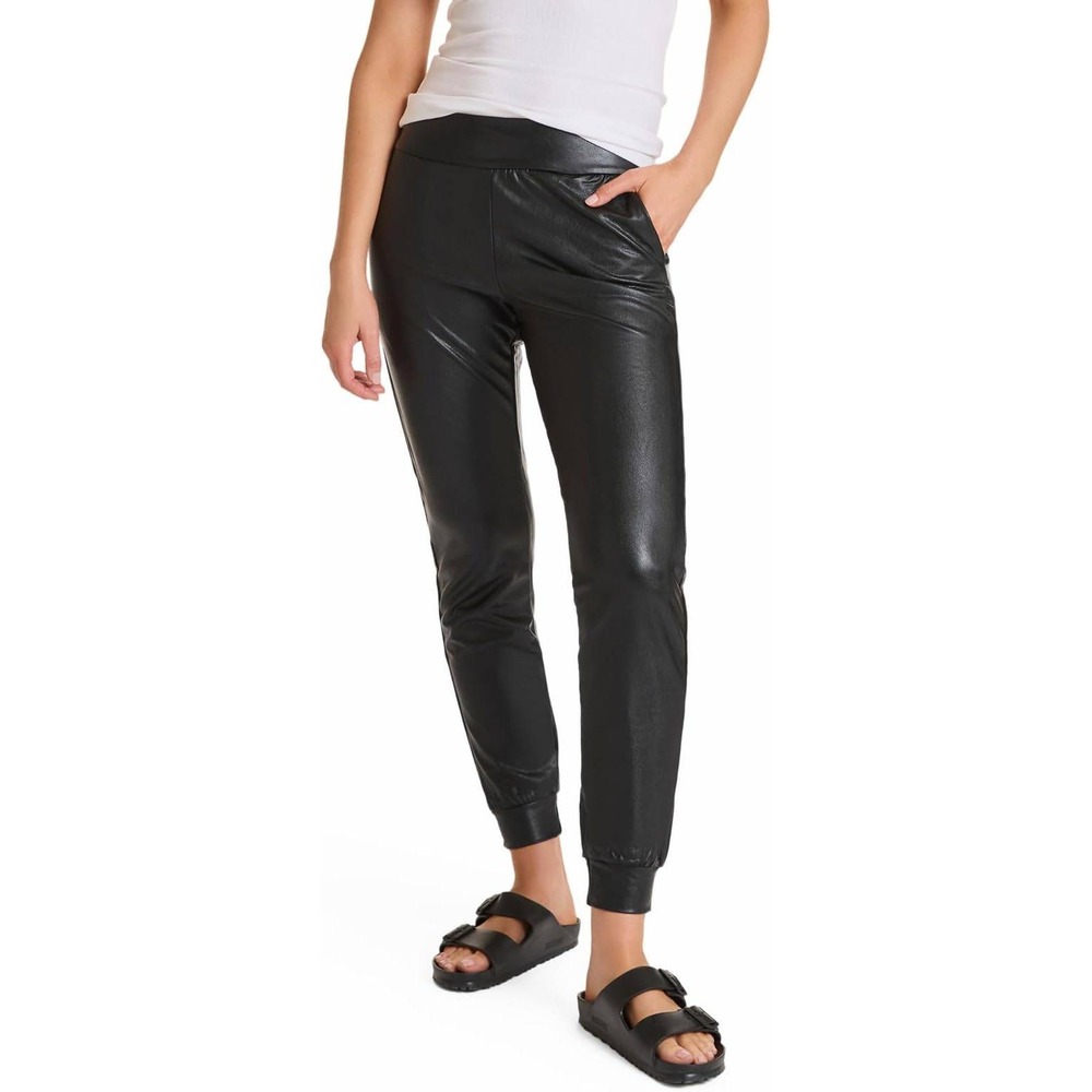 Commando Faux Leather Jogger Pants Black Stretch SLG06 XS NEW